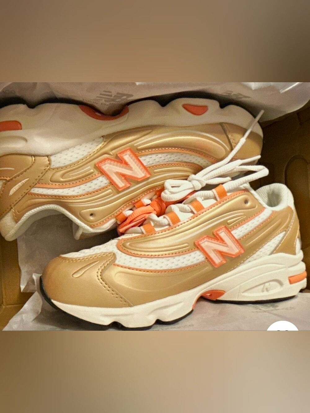 New Balance Kids Gold & Coral Athletic Sneakers